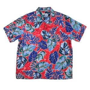 Tommy Bahama IslandZone Shirt Mens XL‎ Red Blue Tropical Silk Blend Excellent